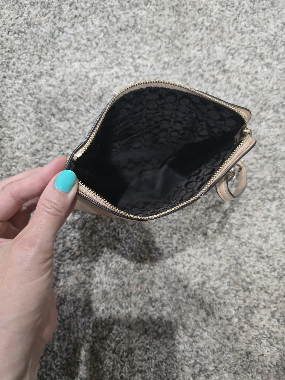 Coach Cream Leather Wristlet Clutch